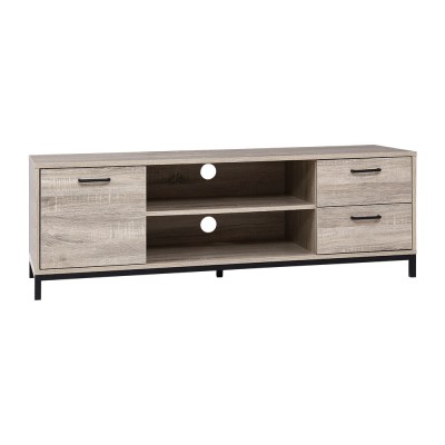 Artiss Entertainment Unit, Pine, 132cm, Oak/Black, Industrial TV Cabinet with Storage Drawers & Shelves
