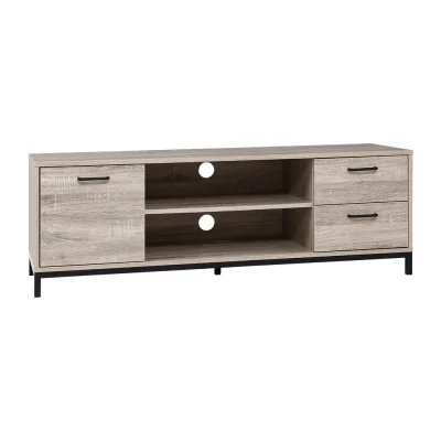 Artiss Entertainment Unit, Pine, 132cm, Oak/Black, Industrial TV Cabinet with Storage Drawers & Shelves