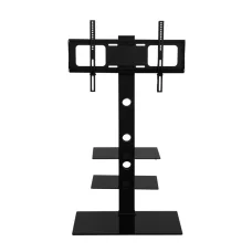Artiss TV Stand Mount Bracket for 32"-70" TVs, 3 Tier Tempered Glass Shelves, Swivel, Adjustable Height, Black