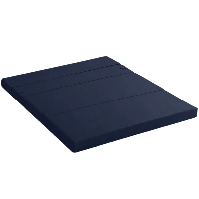 Giselle Bedding Foldable Foam Mattress Double Blue, 4-Fold Portable Floor Mat, High-Density, 197x140cm, Washable Cover Giselle Bedding Foldable Foam Mattress Double Blue, 4-Fold Portable Floor Mat, High-Density, 197x140cm, Washable Cover