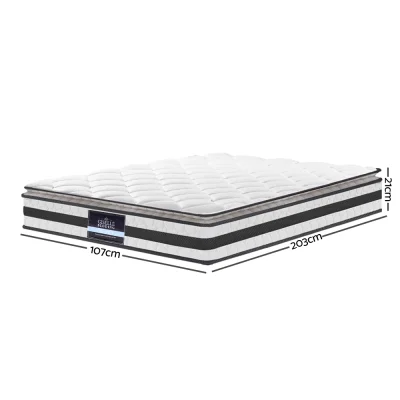 Giselle Bedding 21cm Pillow Top Mattress King Single, Medium Firm, Bonnell Spring, Hypo-allergenic, Breathable