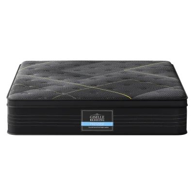 Giselle Bedding Midnight Queen Mattress 35cm Bamboo Charcoal Foam, Pocket Springs, Medium-Firm Euro Top, Black