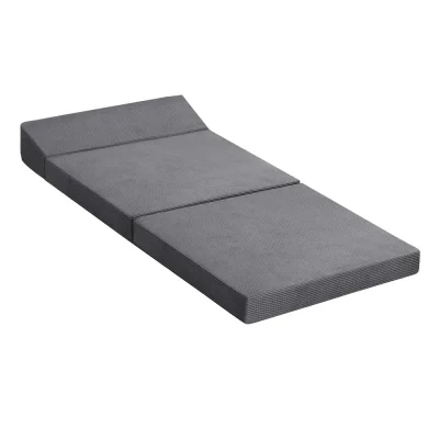 Giselle Bedding Foldable Trifold Mattress Sofa Bed, Grey, High-Density Foam, 184x70x10cm, Washable Cover, Pillow
