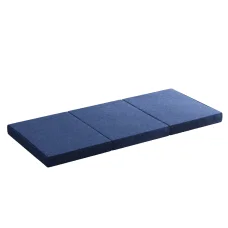 Giselle Bedding Foldable Mattress - Single Blue, High-Density Foam, Faux Linen, 190x79x10cm - Tri-Fold, Washable Cover
