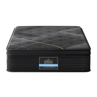 Giselle Bedding Midnight Series Single Mattress 35cm Bamboo Charcoal Foam, Medium Firm Euro Top, Pocket Spring System