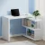 Artiss L-Shape White Computer Desk with Bookshelf - 360° Rotatable Shelf, Chrome Support, Durable Melamine Finish
