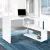Artiss L-Shape White Computer Desk with Bookshelf - 360° Rotatable Shelf, Chrome Support, Durable Melamine Finish