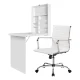 Artiss Foldable Computer Desk and PU Leather Office Chair Set, Wall Mounted, White, Adjustable Height, Space Saving