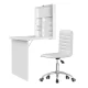 Artiss Computer Desk and Office Chair Set, Foldable Wall Mount Table, PU Leather, White, Space Saving, Adjustable