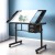 Artiss Black Drafting Table: Adjustable Tempered Glass Desk with Storage Trays, Drawers, and Locking Castors