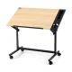 Artiss Adjustable Oak Drafting Table - 100x60cm MDF Desk, Multi-Functional Art & Drawing Station with Side Tray
