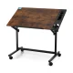 Artiss Rustic Brown Drafting Table - Adjustable MDF Art Desk with Removable Tray, 100x60cm - Multi-Functional & Portable