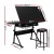 Artiss Drawing Desk and Stool Set Black, Adjustable Angle, MDF Desktop, Slide-Out Table, Drawers, 120x60cm, Steel Frame