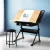 Artiss Natural & Black Drawing Desk Set - Adjustable Tilt Drafting Table with Stool, MDF Top, Steel Frame, Storage
