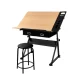 Artiss Natural & Black Drawing Desk Set - Adjustable Tilt Drafting Table with Stool, MDF Top, Steel Frame, Storage Artiss Natural & Black Drawing Desk Set - Adjustable Tilt Drafting Table with Stool, MDF Top, Steel Frame, Storage