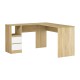 Artiss L-Shape Computer Desk with Drawer Cabinet, Oak Finish, 136cm - Space-Saving Design, Durable 15mm Particle Board