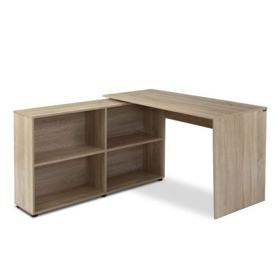 Artiss Computer Desk with Bookshelf, Oak, 130CM, Particle Board, L-Shape, Space-Saving, Anti-Slip Legs, Easy Assembly Artiss Computer Desk with Bookshelf, Oak, 130CM, Particle Board, L-Shape, Space-Saving, Anti-Slip Legs, Easy Assembly