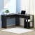 Artiss Ronald Computer Desk L-Shape Black 136cm, 2-Tier Shelf, Cable Management, 15mm Particle Board, Space Saving