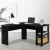 Artiss Ronald Computer Desk L-Shape Black 136cm, 2-Tier Shelf, Cable Management, 15mm Particle Board, Space Saving