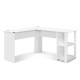 Artiss Computer Desk L-Shape 15mm Particle Board White 136CM - Space-Saving Design with Shelves and Cable Management