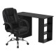 Artiss Computer Desk 120cm with Executive Office Chair Set, PU Leather High Back, Drawers & Shelves, Black Artiss Computer Desk 120cm with Executive Office Chair Set, PU Leather High Back, Drawers & Shelves, Black