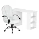 Artiss 120cm Computer Desk and Executive Office Chair Set, White, PU Leather, High Back, Storage Drawers, Shelves