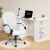 Artiss 120cm Computer Desk and Executive Office Chair Set, White, PU Leather, High Back, Storage Drawers, Shelves