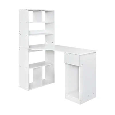 Artiss Computer Desk with Bookshelf, 15mm Particle Board, 120cm, White, Stylish Workspace, Easy Assembly