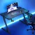 Artiss Gaming Desk 120cm with RGB LED Lights, Solid Steel Frame, Carbon Fibre Surface, Cup Holder, Headphone Hook