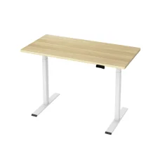 Artiss Motorised Standing Desk, Dual Motor, White Frame, Oak Desktop, 120CM, Adjustable Height, Eco-Friendly