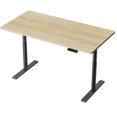 Artiss Standing Desk Motorised Electric Dual Motor 140cm White Oak, Height Adjustable, Digital Panel, 125kg Load