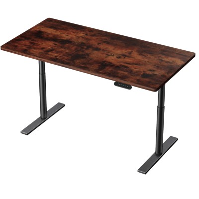 Artiss Standing Desk 140cm Rustic Brown Dual Motor Electric Height Adjustable Sit Stand Desk, Metal Frame, Eco-Friendly