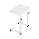 Artiss White Adjustable Laptop Desk Table - 60CM, Portable, U-Shape, 360° Rotating, MDF Top, Lockable Wheels