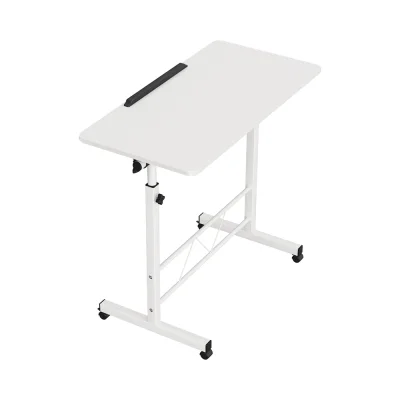 Artiss Adjustable 80CM White Laptop Desk Table - Portable, 360° Tilt, U-Shape Frame, Lockable Wheels, MDF Top