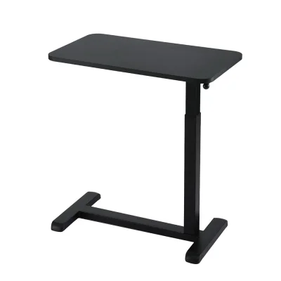 Artiss Adjustable Laptop Desk - 70CM Mobile Workstation with Pneumatic Height Adjustment, L-Shape Metal Frame, Black
