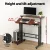 Artiss Adjustable Mobile Twin Laptop Desk Table 80cm Dark Wood, Height Adjustable, MDF, Tilting Top, Lockable Wheels