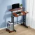 Artiss Adjustable Mobile Twin Laptop Desk Table 80cm Dark Wood, Height Adjustable, MDF, Tilting Top, Lockable Wheels