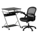 Artiss Computer Desk and Mesh Office Chair Set, Black, 15mm Thick Board, 360° Wheels, Adjustable Ergonomic Chair