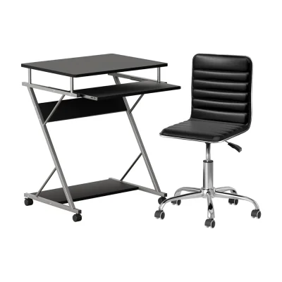 Artiss Computer Desk and Office Chair Set, Black, 15mm Thick Board, Sliding Keyboard Tray, PU Leather, 60x48x75cm