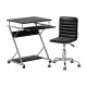 Artiss Computer Desk and Office Chair Set, Black, 15mm Thick Board, Sliding Keyboard Tray, PU Leather, 60x48x75cm