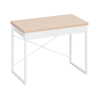 Artiss 100CM Oak Computer Desk with Drawers, Steel Frame, X-Brace Stability, Melamine Finish for Home Office