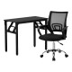 Artiss Foldable Computer Desk and Mesh Office Chair Set, 80x40cm Black, Steel Frame, Adjustable, Home Study Combo