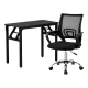 Artiss Foldable Computer Desk and Mesh Office Chair Set, 80x40cm Black, Steel Frame, Adjustable, Home Study Combo
