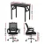 Artiss Foldable Computer Desk and Mesh Office Chair Set, 80x40cm Black, Steel Frame, Adjustable, Home Study Combo