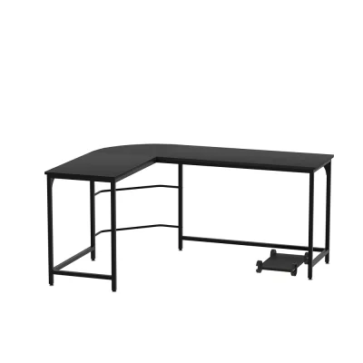 Artiss L-Shape Computer Desk with CPU Stand, Black - Space-Saving Corner Design, Durable Steel Frame, 147cm