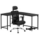 Artiss L-Shape Computer Desk and Ergonomic Mesh Office Chair Set, 147cm, Steel Frame, Adjustable, Black Artiss L-Shape Computer Desk and Ergonomic Mesh Office Chair Set, 147cm, Steel Frame, Adjustable, Black