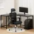 Artiss L-Shape Computer Desk and Ergonomic Mesh Office Chair Set, 147cm, Steel Frame, Adjustable, Black