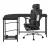 Artiss L-Shaped Computer Desk 147cm with Ergonomic Mesh Office Chair, Adjustable, Sturdy Steel Frame, Black