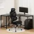 Artiss L-Shaped Computer Desk 147cm with Ergonomic Mesh Office Chair, Adjustable, Sturdy Steel Frame, Black