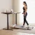 Artiss 360mm Electric Walking Pad Treadmill with 140cm Rustic Brown Standing Desk, Motorised Adjustable Frame